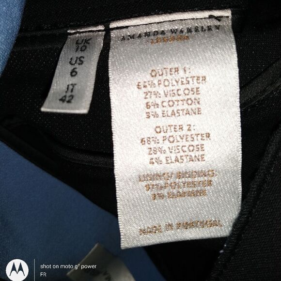 Amanda Wakeley Sz 6 black/blue pencil skirt - Picture 6 of 11